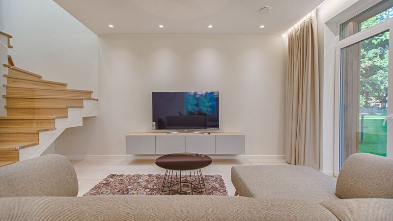 Flat screen TV in a modern living room